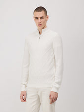 Pull col zippé écru