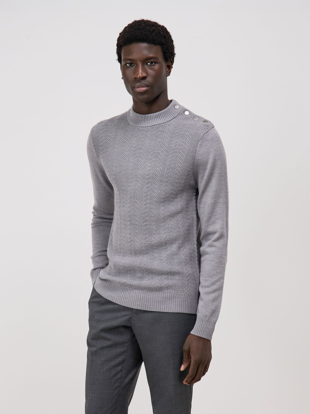 Pull Col Chemin E Boutonn En Laine M Rinos M Lang E Grise