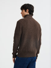 Pull Col Zipp En Laine M Lang E Marron
