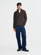 Pull Col Zipp En Laine M Lang E Marron