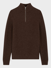 Pull Col Zipp En Laine M Lang E Marron
