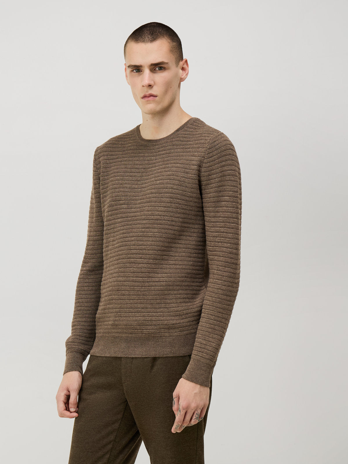 Pull Col Rond En Laine M Rinos M Lang E Marron