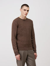 Pull col rond marron