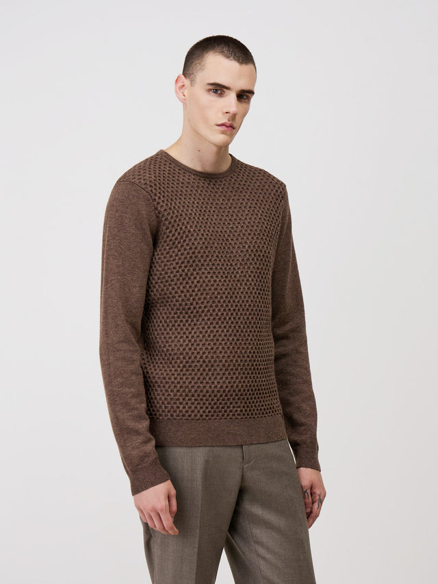 Pull col rond marron