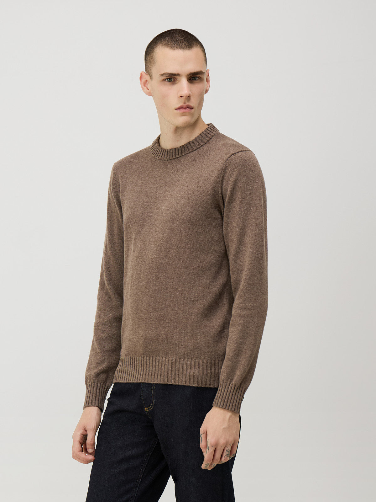 Pull Col Rond En Laine M Lang E Marron