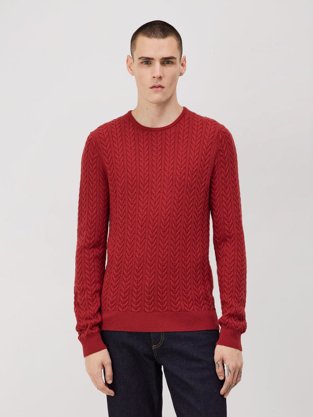 Pull col rond vermillon
