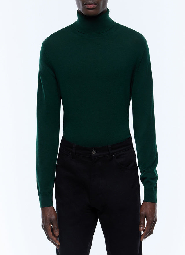 Sweater fin à col roulé en laine mérinos