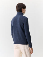 Pull Col Roul En Laine M Lang E Bleu Indigo