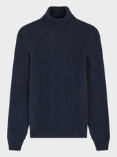 Pull Col Roul En Laine M Lang E Bleu Indigo