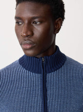 Pull Col Zipp En Laine M Rinos M Lang E Bleu Indigo