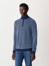 Pull Col Zipp En Laine M Rinos M Lang E Bleu Indigo