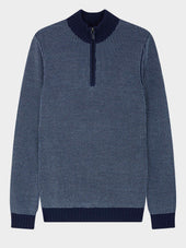Pull Col Zipp En Laine M Rinos M Lang E Bleu Indigo