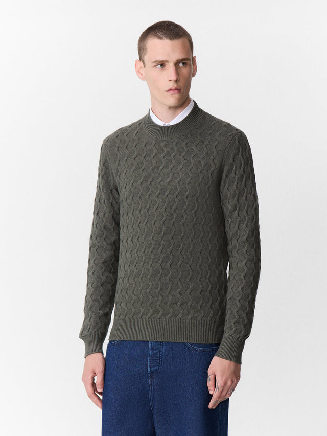 Pull col cheminée kaki