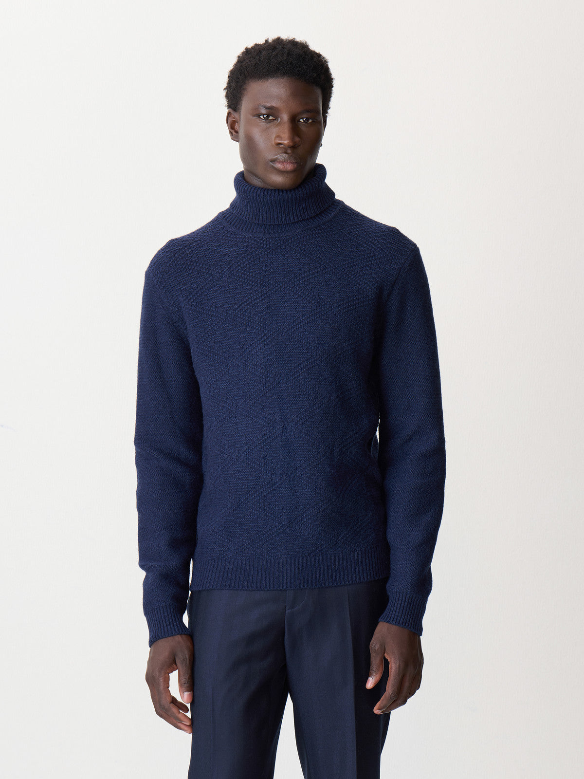 Pull Col Roul En Laine M Lang E Bleu Marine