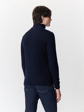 Pull Col Zipp En Laine M Lang E Bleu Marine