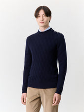 Pull Col Chemin E Boutonn En Laine M Rinos M Lang E Bleu Marine