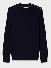Pull Col Chemin E Boutonn En Laine M Rinos M Lang E Bleu Marine