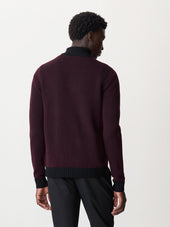 Pull Col Zipp En Laine M Rinos M Lang E Noir Et Bordeaux