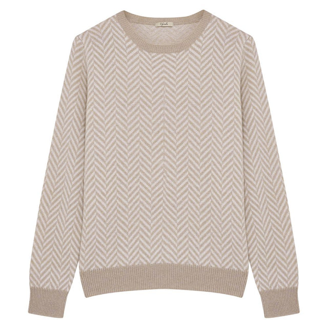 Pull en laine zig zag beige