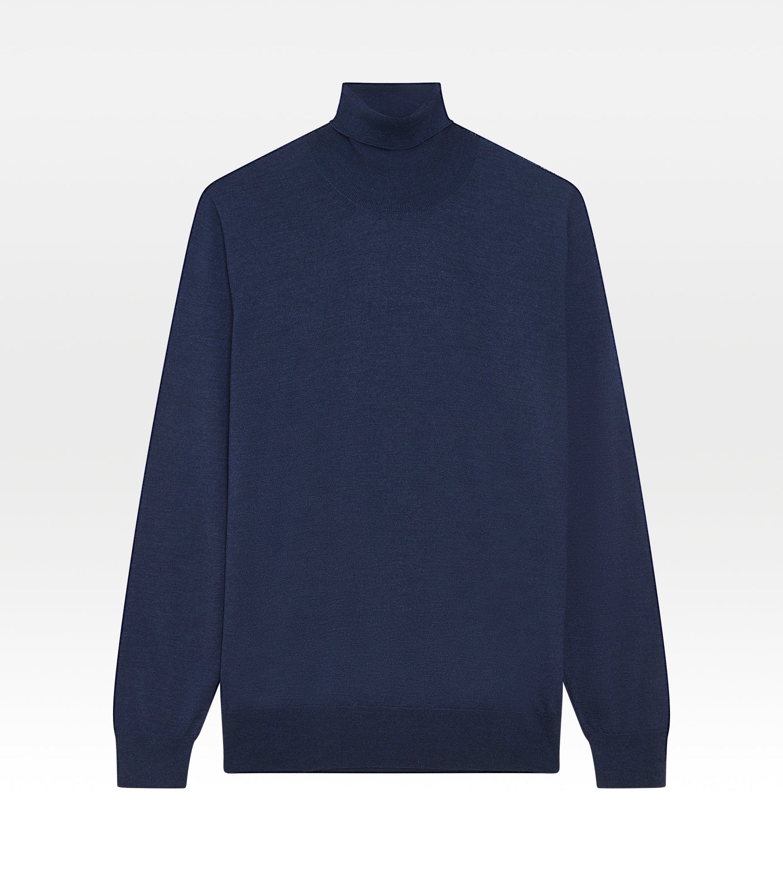 Pull Bleu Marine En Laine Cachemire Soie Col Roul