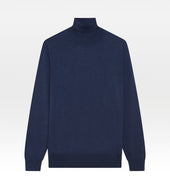 Pull bleu marine en laine, cachemire & soie col roulé