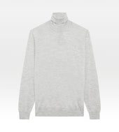 Pull col roulé gris en laine, cachemire & soie
