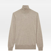 Pull beige en laine, cachemire & soie col roulé