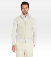 Pull Zip Beige En Daim Et Cachemire