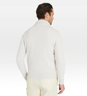 Pull Zip Beige En Daim Et Cachemire