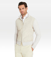 Pull Zip Beige En Daim Et Cachemire