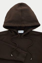 Cotton Fitted Hoodie Seal Brown