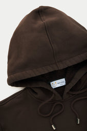 Cotton Fitted Hoodie Seal Brown