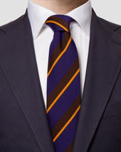 Yellow Striped Wool Cotton Tie