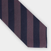 Purple Block Stripe Wool Silk Blend Tie