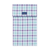 Purple Blue Check Brushed Cotton Gown With Navy Piping