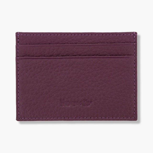 Purple Calf Leather Double Sided Card Holder