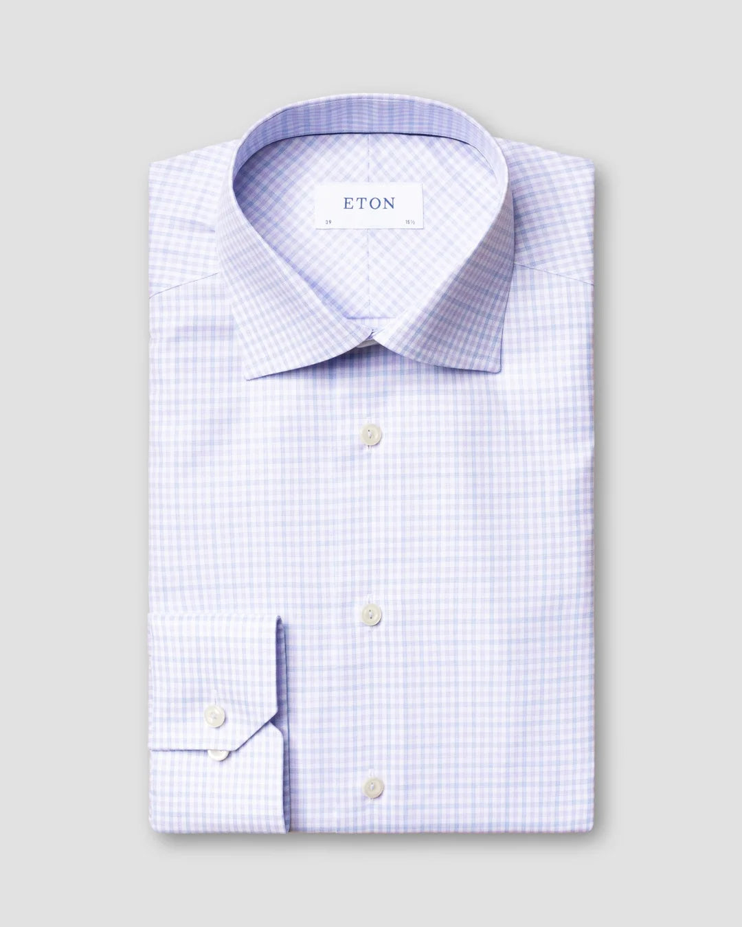 Purple Checked Cotton Tencel Shirt Eton