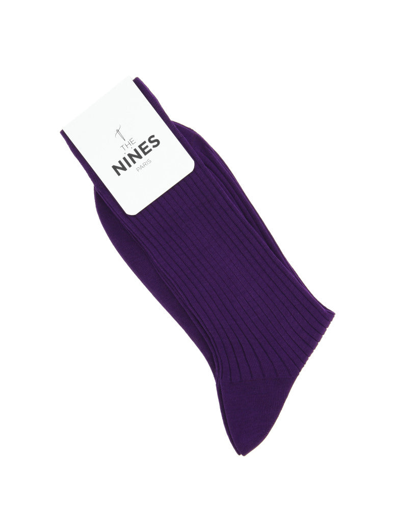 Purple Cotton Lisle Socks Fine Ribbed