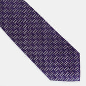 Purple Geometric Basketweave Silk Tie
