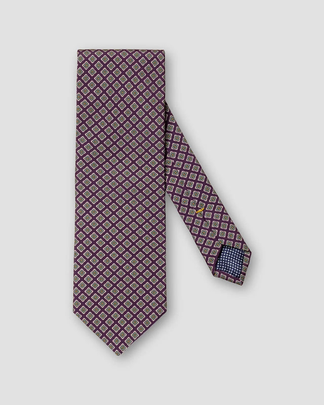 Lila Seidenkrawatte mit geometrischem Muster