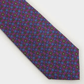 Purple Green Blue Floral Printed Silk Tie