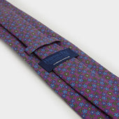 Purple Green Blue Floral Printed Silk Tie