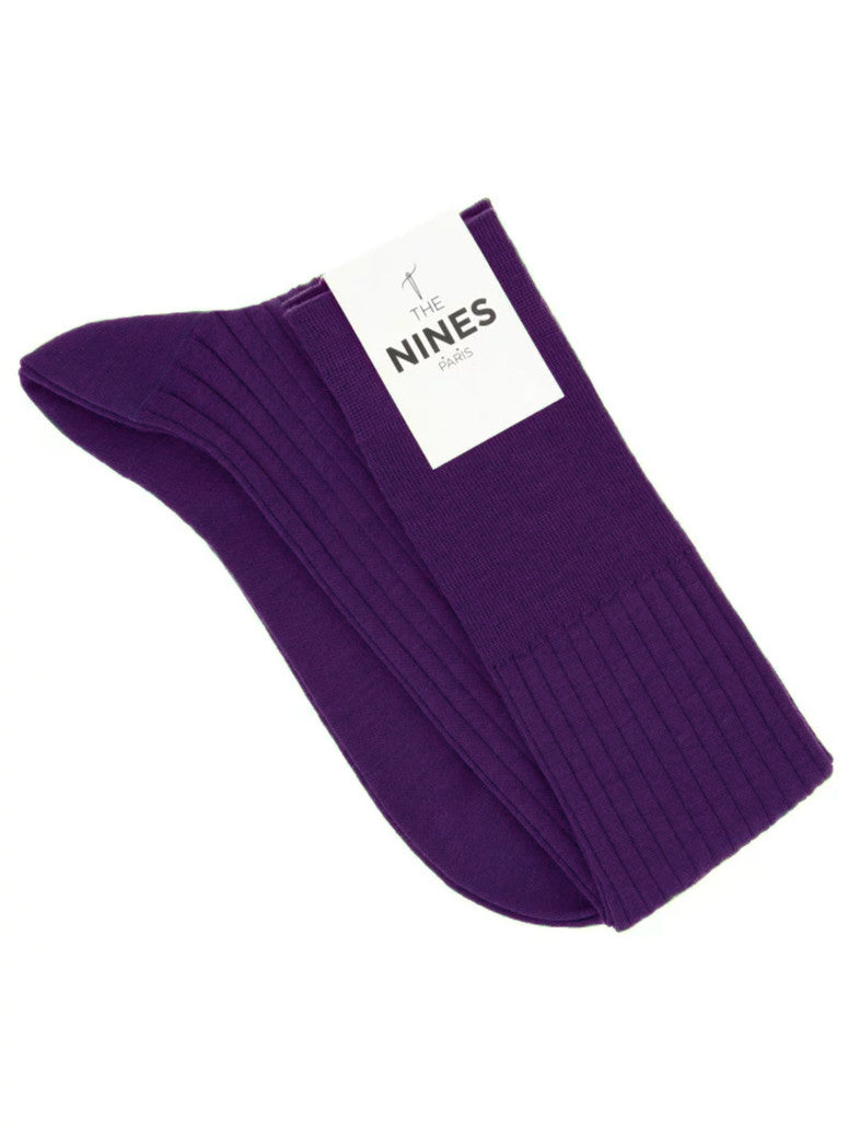 Purple Cotton Lisle Knee Socks