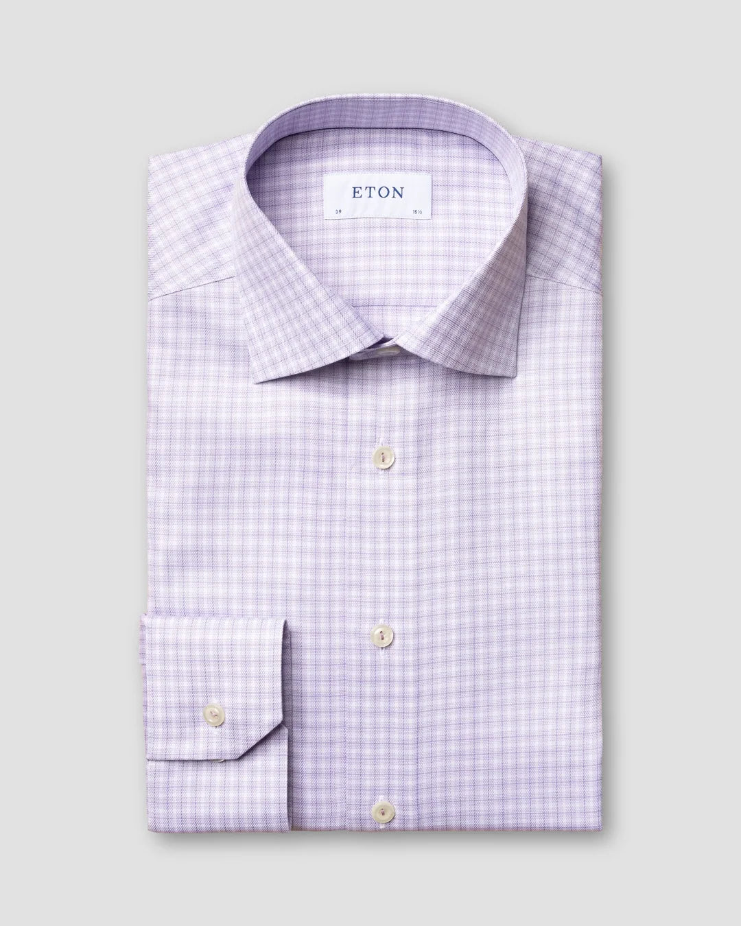 Purple Micro Check Stretch Shirt Eton