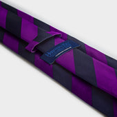 Purple Navy Block Stripe Silk Tie