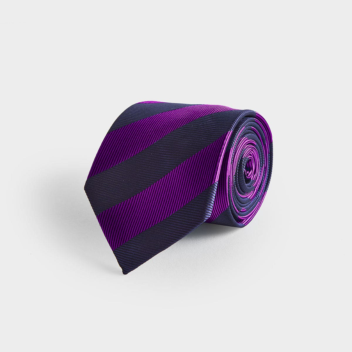 Purple Navy Block Stripe Silk Tie