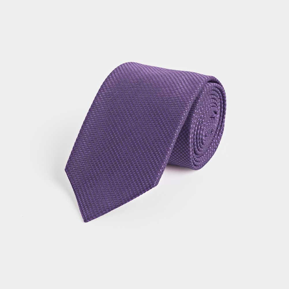 Purple Small Houndstooth Wool Silk Blend Tie