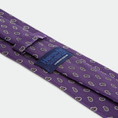 Purple Small Paisley Motif Woven Silk Tie
