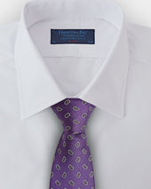 Purple Small Paisley Motif Woven Silk Tie