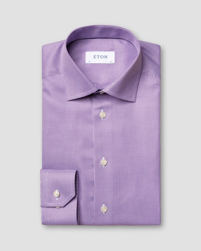 Helllila gemustertes Twill-Hemd - Eton